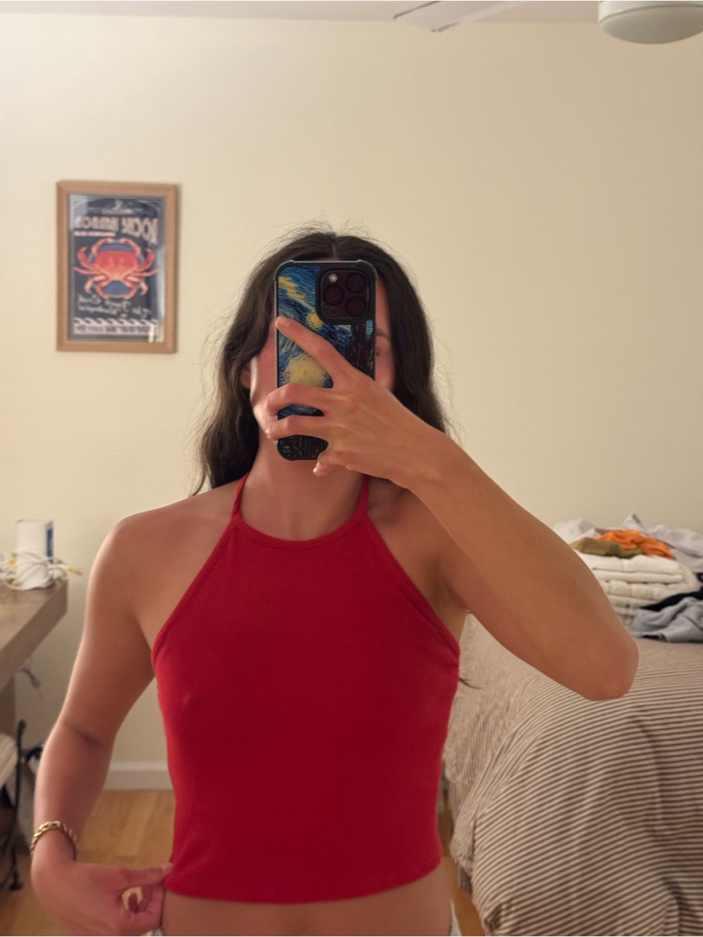 Cotton Red Halter Crop Top